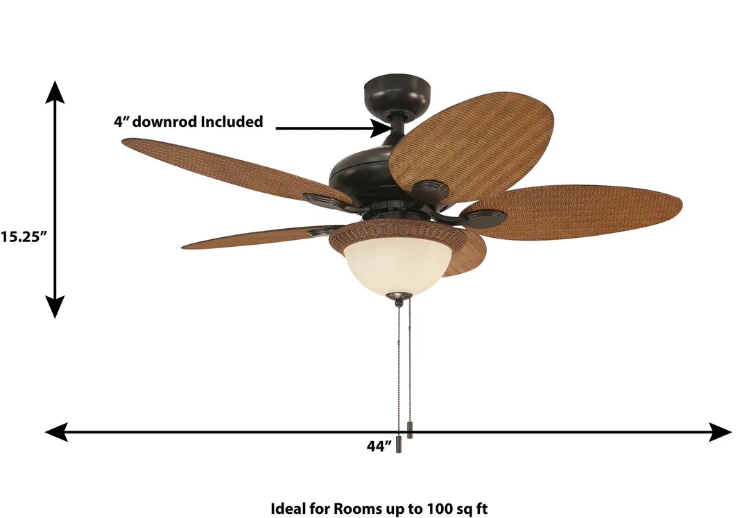 Harbor Breeze Tilghman 44-in Bronze LED Indoor/Outdoor Ceiling Fan with Light, 5 Blades, photo 3 of 9