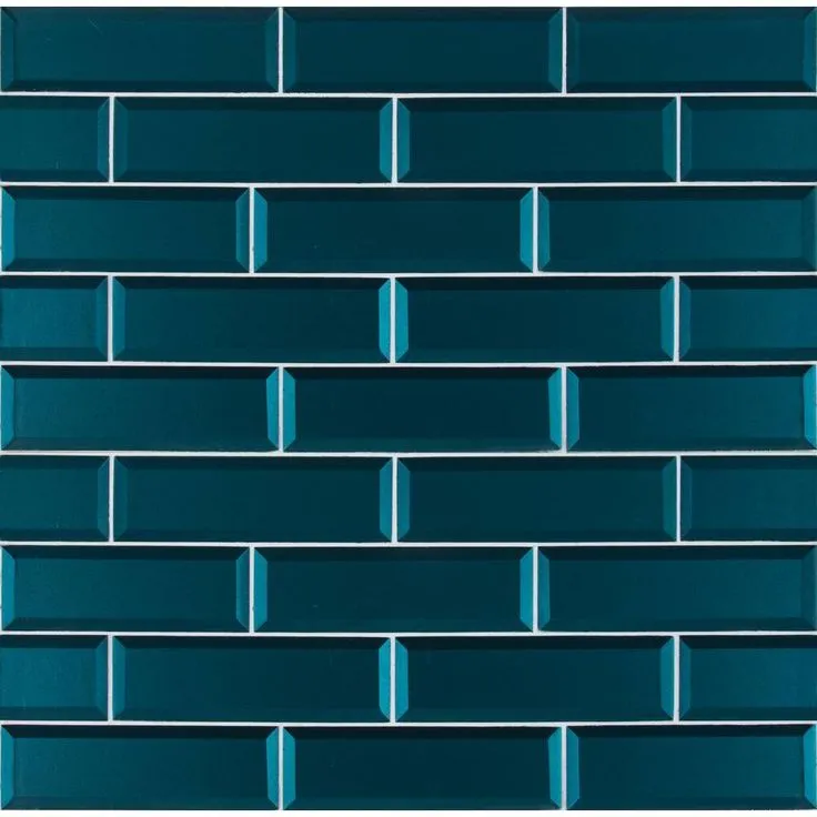 MSI Verde Azul Beveled 2.5 in. x 9 in. x 8mm Glossy Glass Blue Subway Tile (5.6 sq. ft. / case), photo 4 of 5