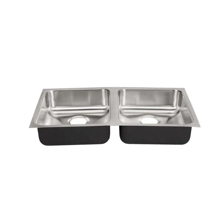 Double Bowl, Undermount Sink, ADA, 18-Gauge Stainless Steel, 2-Compartment, I.D. 18 in. x 32 in. x 5.5 in. - DCR, photo 6 of 7