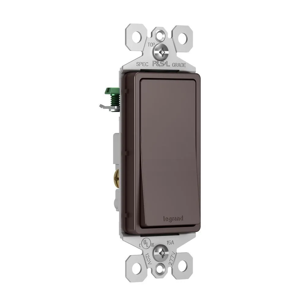 radiant 15 Amp 120 Volt 3-Way Rocker Light Switch, Dark Bronze, photo 9 of 13