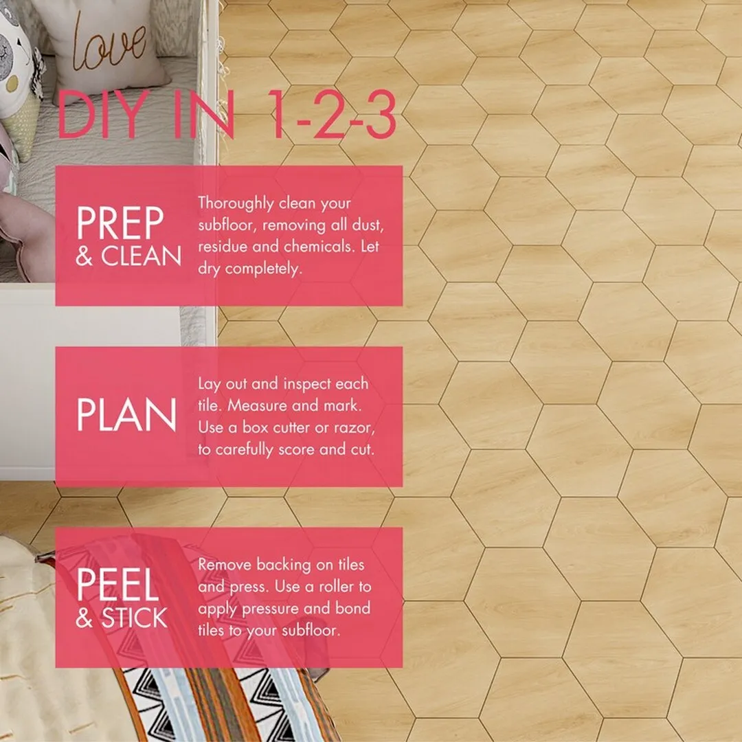 Lucida USA Pine Brown Wood Look 12-mil x 6-in W x 6-in L Waterproof Peel and Stick Vinyl Tile Flooring (0.6-sq ft/ Piece), photo 5 of 7