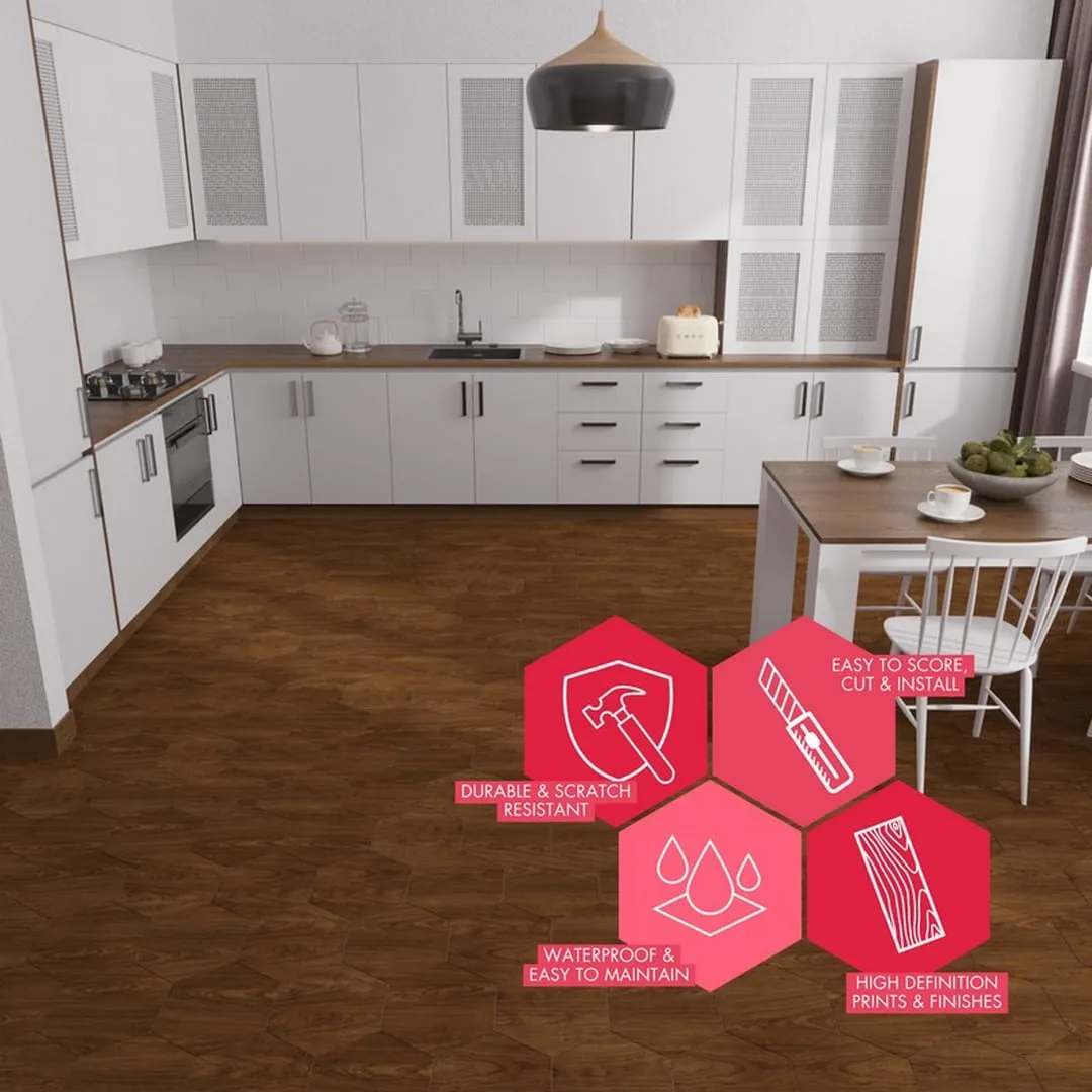 Lucida USA Java Brown Wood Look 12-mil x 6-in W x 6-in L Waterproof Peel and Stick Vinyl Tile Flooring (0.6-sq ft/ Piece), photo 7 of 7