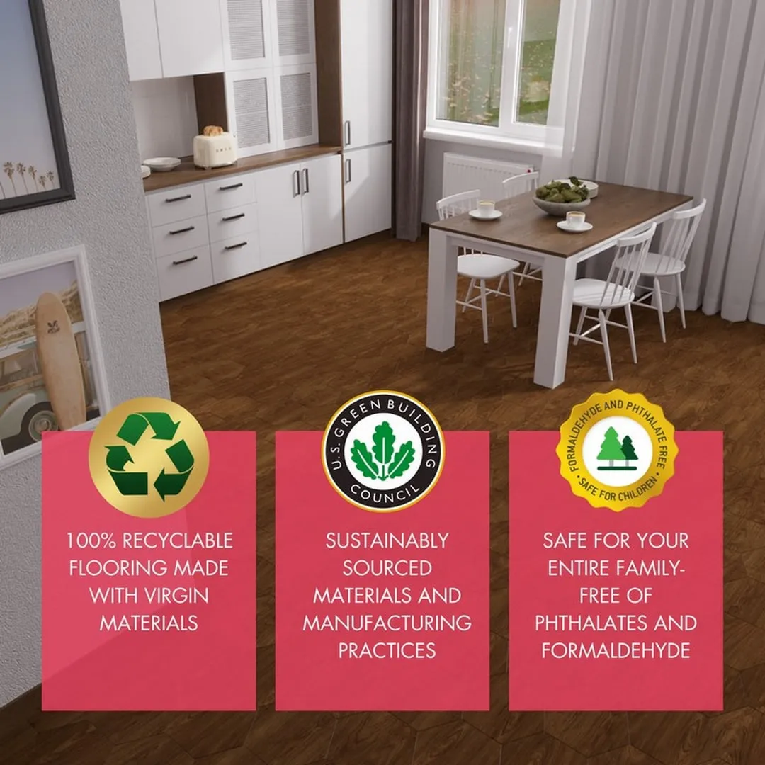 Lucida USA Java Brown Wood Look 12-mil x 6-in W x 6-in L Waterproof Peel and Stick Vinyl Tile Flooring (0.6-sq ft/ Piece), photo 6 of 7