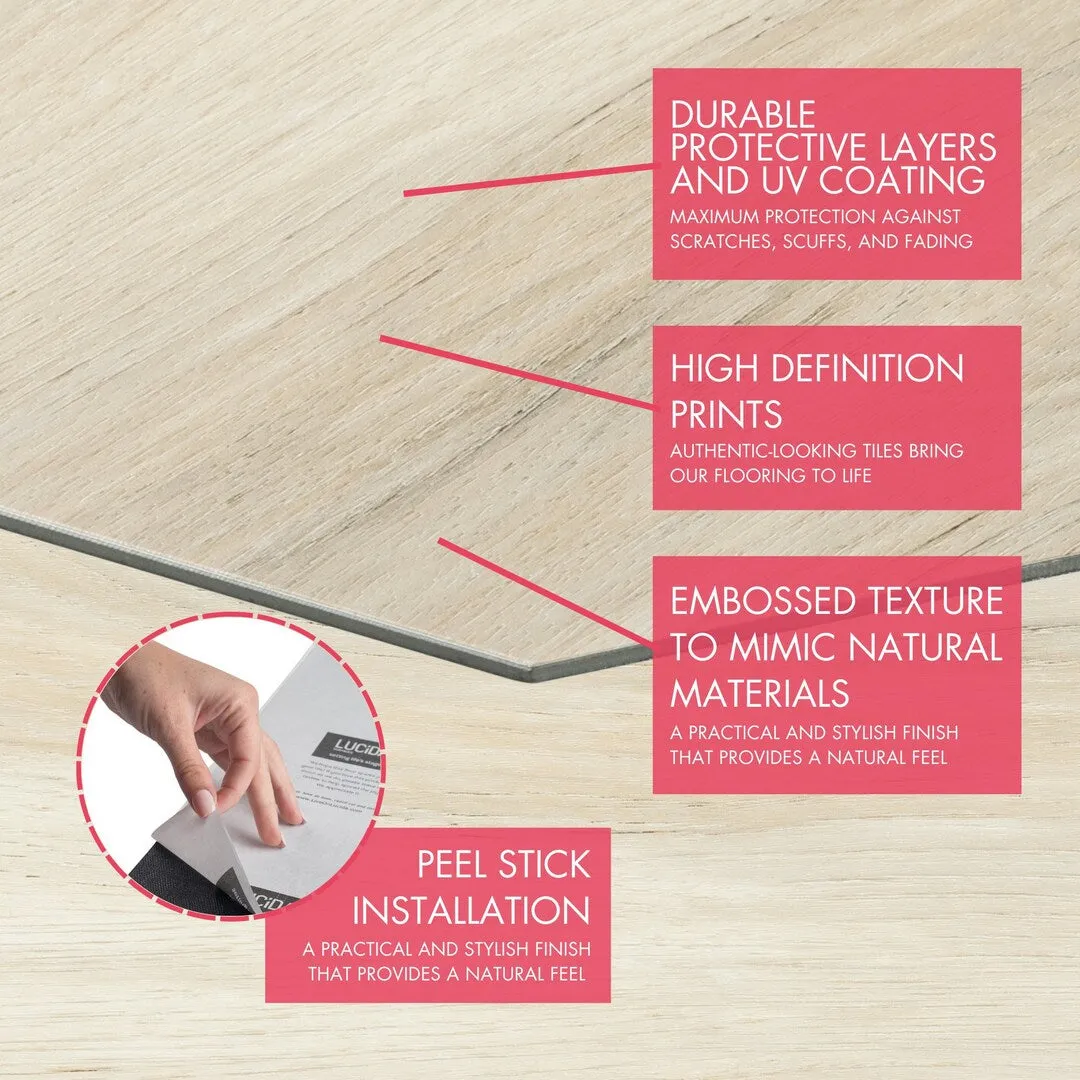 Lucida USA Pistachio Brown Wood Look 12-mil x 6-in W x 6-in L Waterproof Peel and Stick Vinyl Tile Flooring (0.6-sq ft/ Piece), photo 3 of 7