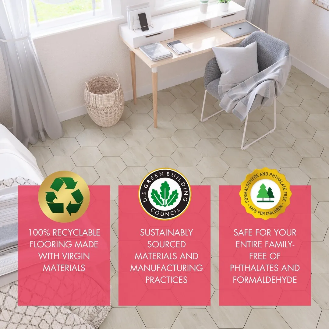 Lucida USA Pistachio Brown Wood Look 12-mil x 6-in W x 6-in L Waterproof Peel and Stick Vinyl Tile Flooring (0.6-sq ft/ Piece), photo 6 of 7