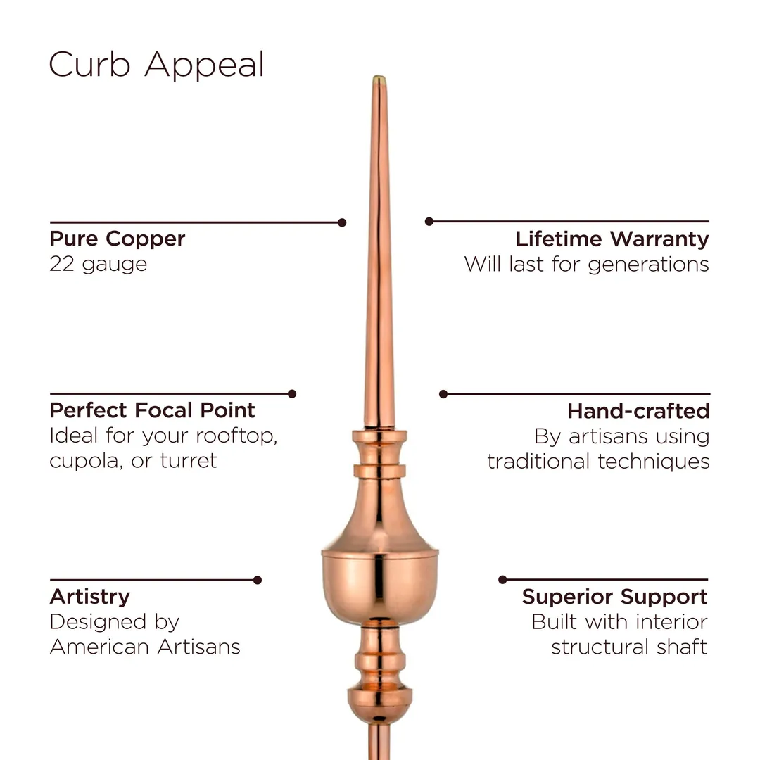 Good Directions Manchester Cupola with Copper Finial, 30-in W x 67-in H, White PVC-Vinyl with 24-Ga Copper Roof, photo 8 of 8