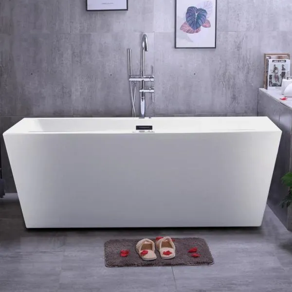 Tarbes 59 in. Acrylic Flatbottom Freestanding Bathtub in White, photo 5 of 7