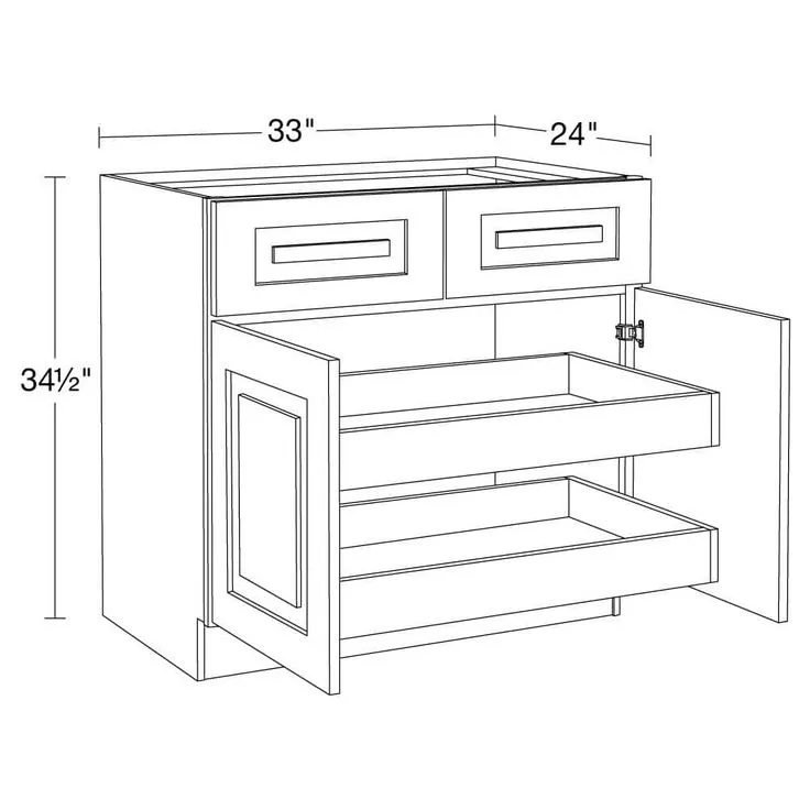 Home Decorators Collection Grayson 33 in. W x 24 in. D x 34.5 in. H Assembled Plywood Base Kitchen Cabinet in Deep Onyx with 2ROT Soft Close, photo 2 of 8