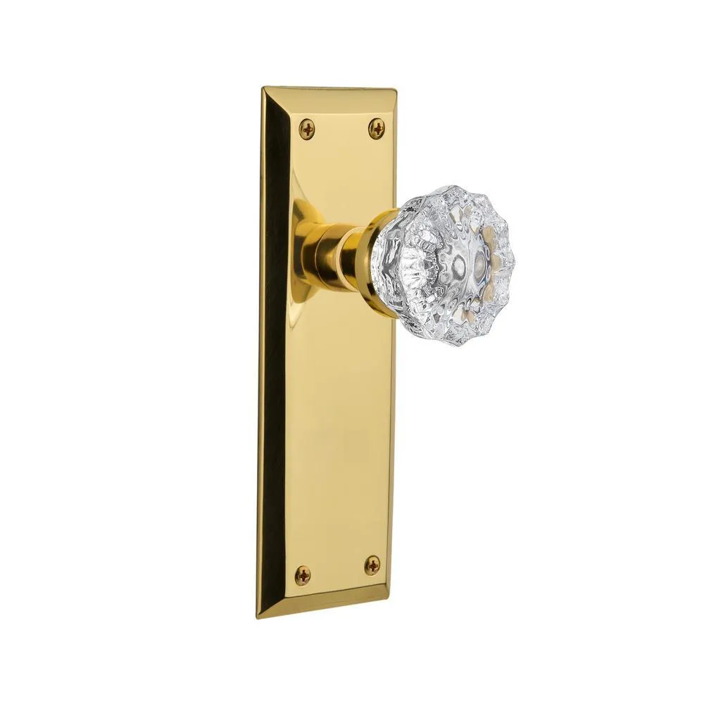 New York Plate 2-3/8 in. Backset Oil-Rubbed Bronze Privacy Bed/Bath Crystal Glass Door Knob, photo 15 of 17