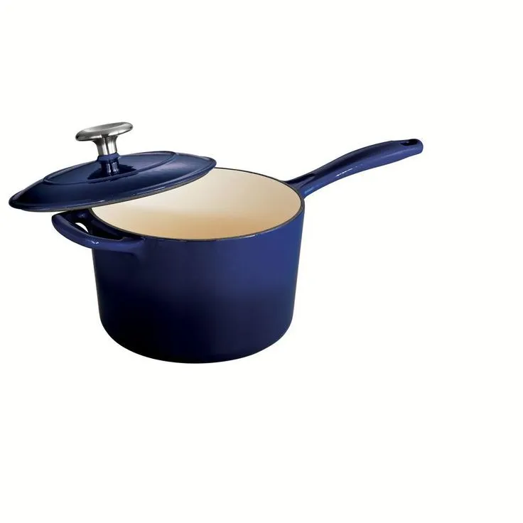 Tramontina Gourmet 2.5 qt. Porcelain-Enameled Cast Iron Sauce Pan in Gradated Cobalt with Lid, photo 5 of 7