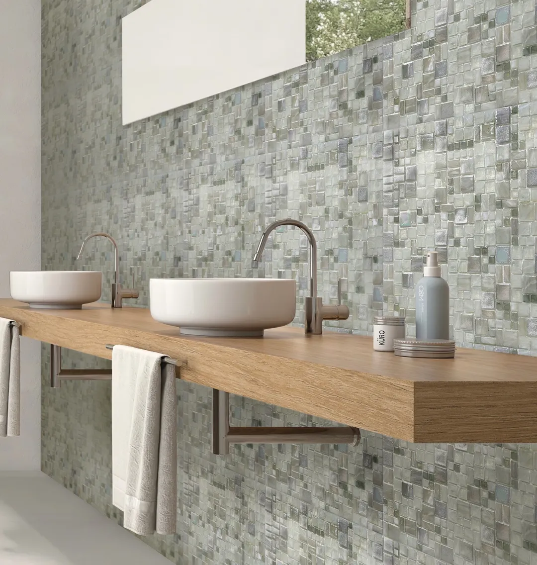 Apollo Tile (Sample) Majeste White 4-in x 4-in Glossy Glass Mixed Pattern Patterned Floor and Wall Tile, photo 2 of 6