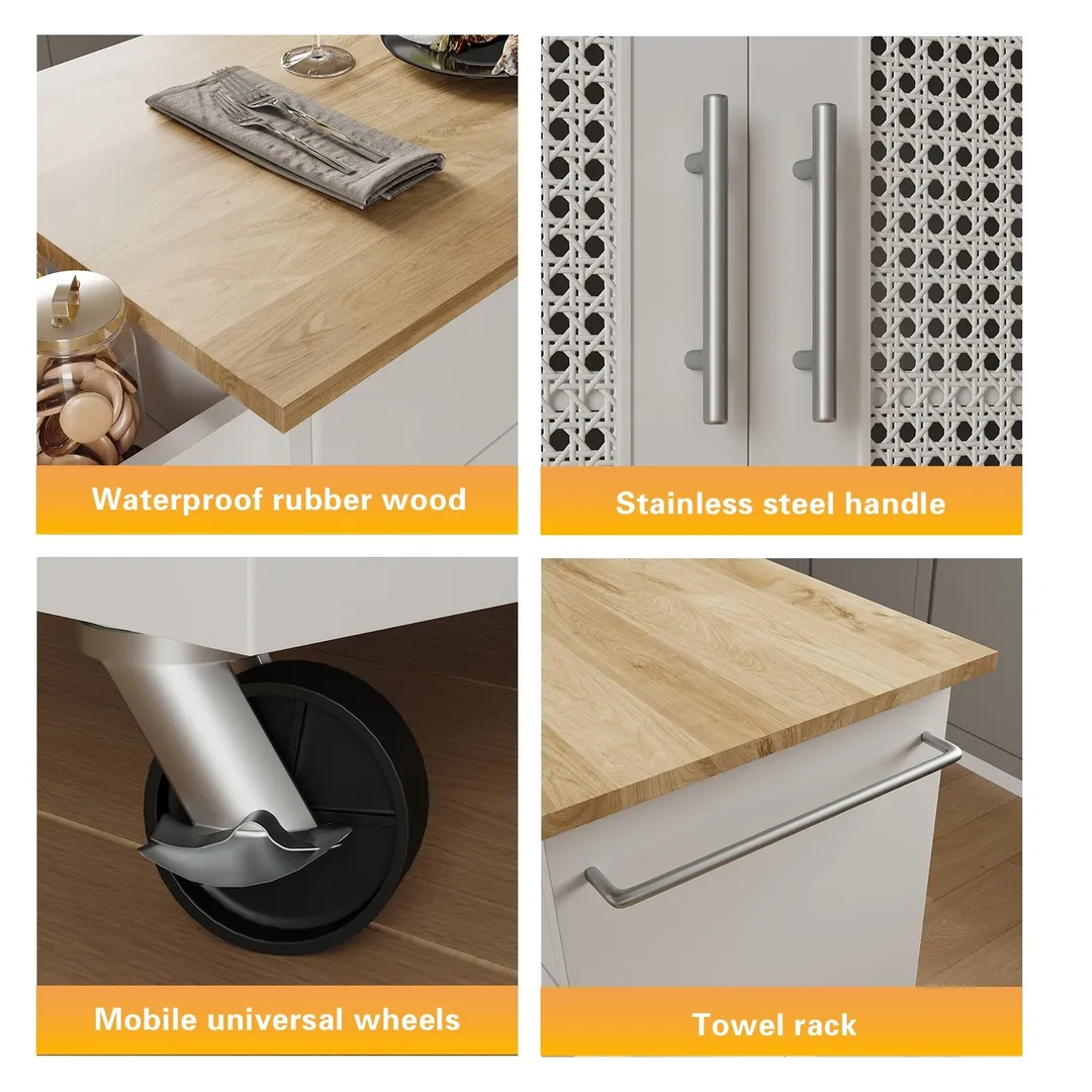 Jarenie White Mdf Base with Composite Wood Top Rolling Kitchen Island (18-in x 26.1-in x 35.2-in), photo 2 of 5