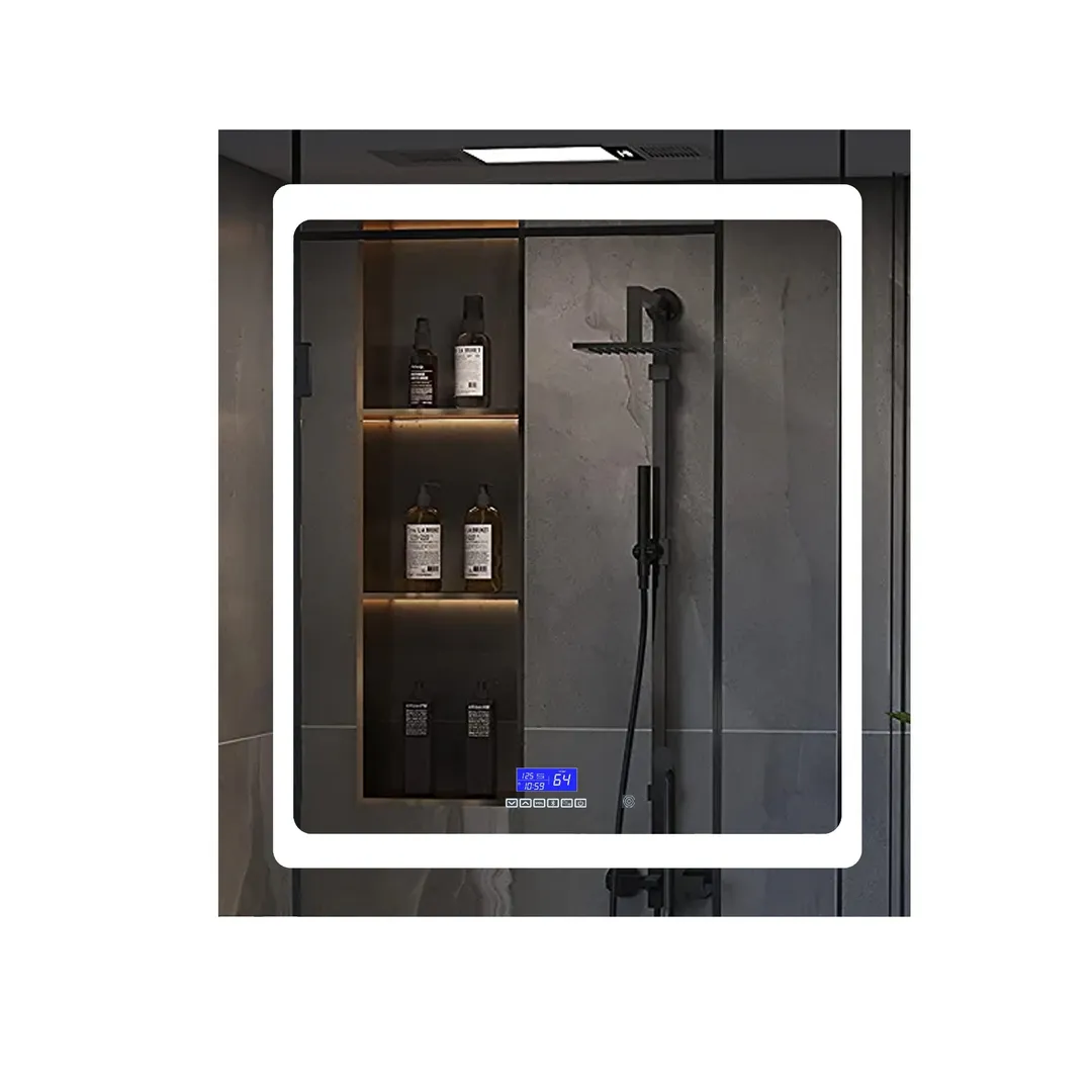 Lexora Bracciano 30-in x 36-in Lighted LED Fog Free Surface Mount Gray Mirrored Soft Close Medicine Cabinet, photo 6 of 8