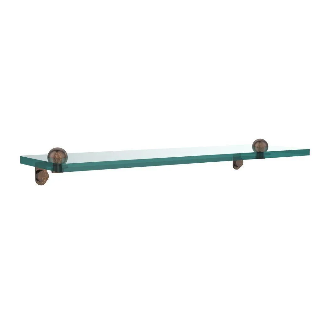 Allied Brass 16 in. L x 2 in. H x 5 in. W Clear Glass Vanity Bathroom Shelf in Satin Nickel, photo 4 of 14