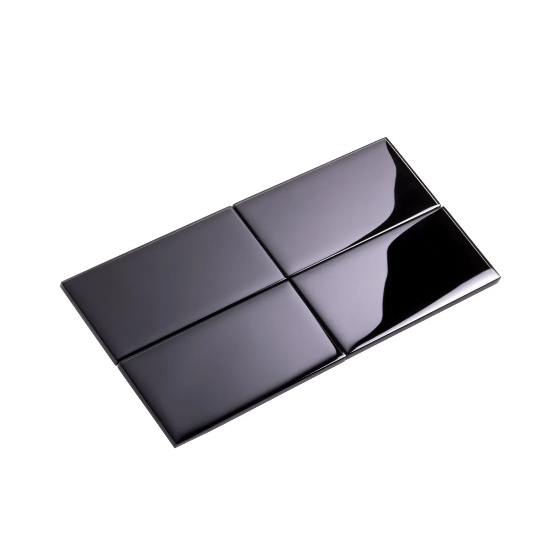 Apollo Tile (Sample) Wall Tile Black 3-in x 6-in Glossy Glass Brick Subway Wall Tile, photo 9 of 10