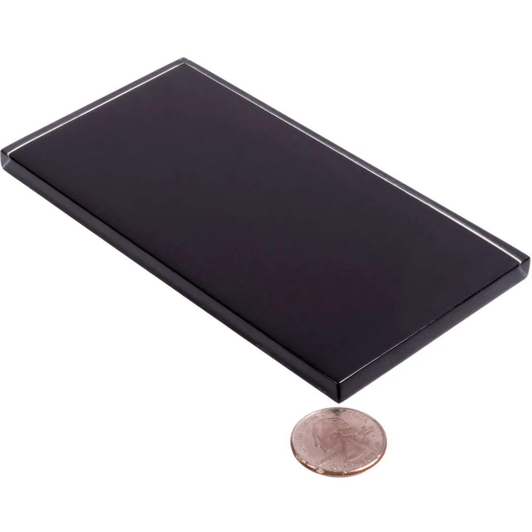 Apollo Tile (Sample) Wall Tile Black 3-in x 6-in Glossy Glass Brick Subway Wall Tile, photo 3 of 10
