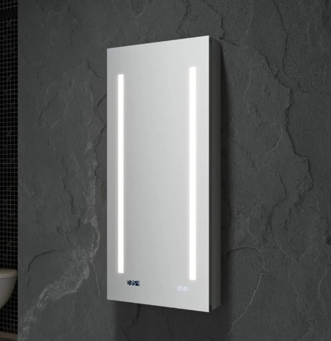 Fresca 15-in x 36-in Lighted LED Fog Free Surface/Recessed Mount LED Mirror Mirrored Soft Close Medicine Cabinet with Outlet, photo 3 of 7