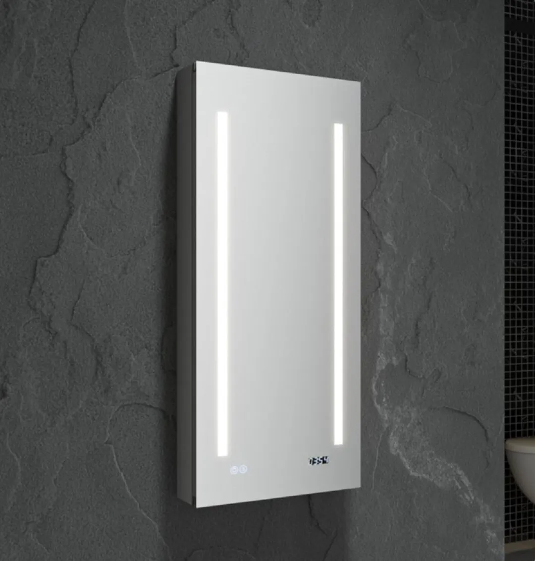Fresca 15-in x 36-in Lighted LED Fog Free Surface/Recessed Mount LED Mirror Mirrored Soft Close Medicine Cabinet with Outlet, photo 5 of 7