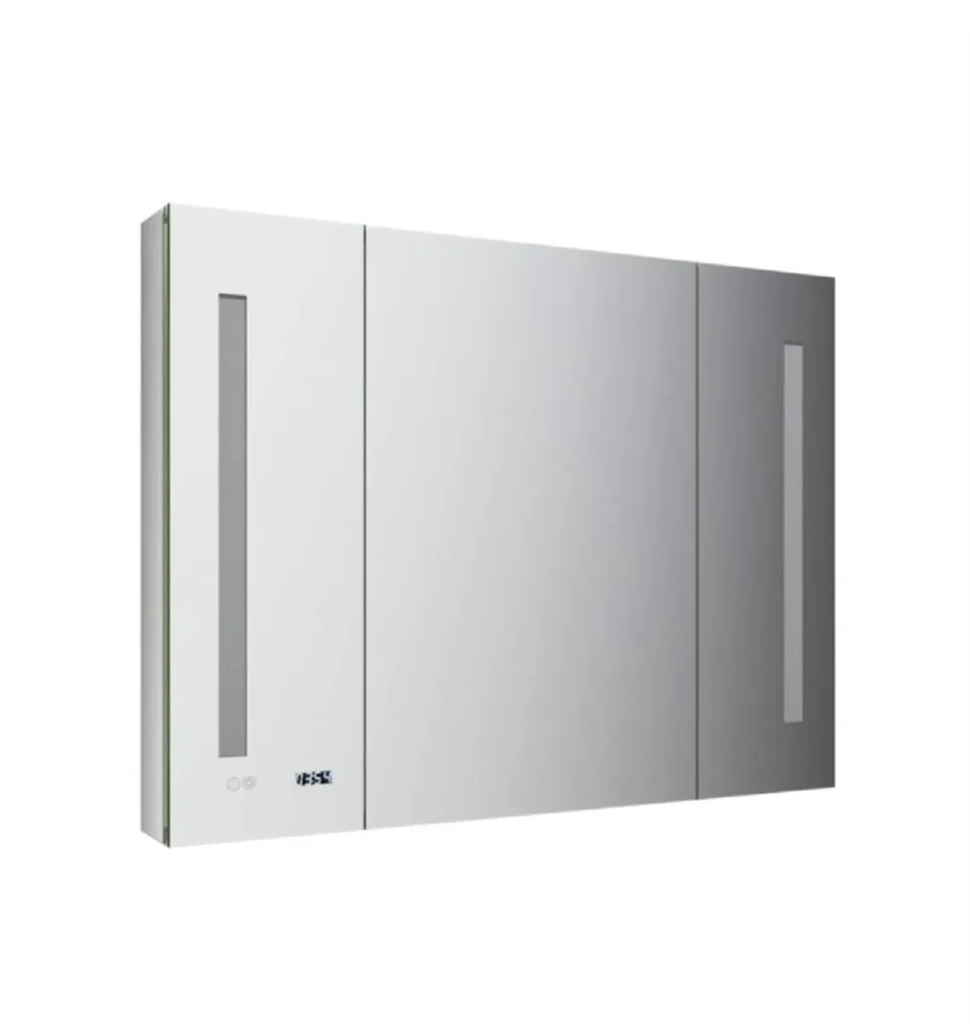 Fresca 40-in x 30-in Lighted LED Fog Free Surface/Recessed Mount LED Mirror Mirrored Soft Close Medicine Cabinet with Outlet, photo 7 of 7