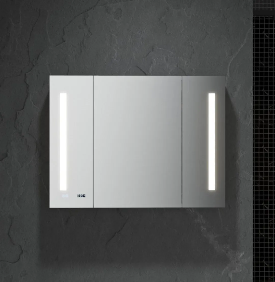 Fresca 40-in x 30-in Lighted LED Fog Free Surface/Recessed Mount LED Mirror Mirrored Soft Close Medicine Cabinet with Outlet, photo 6 of 7
