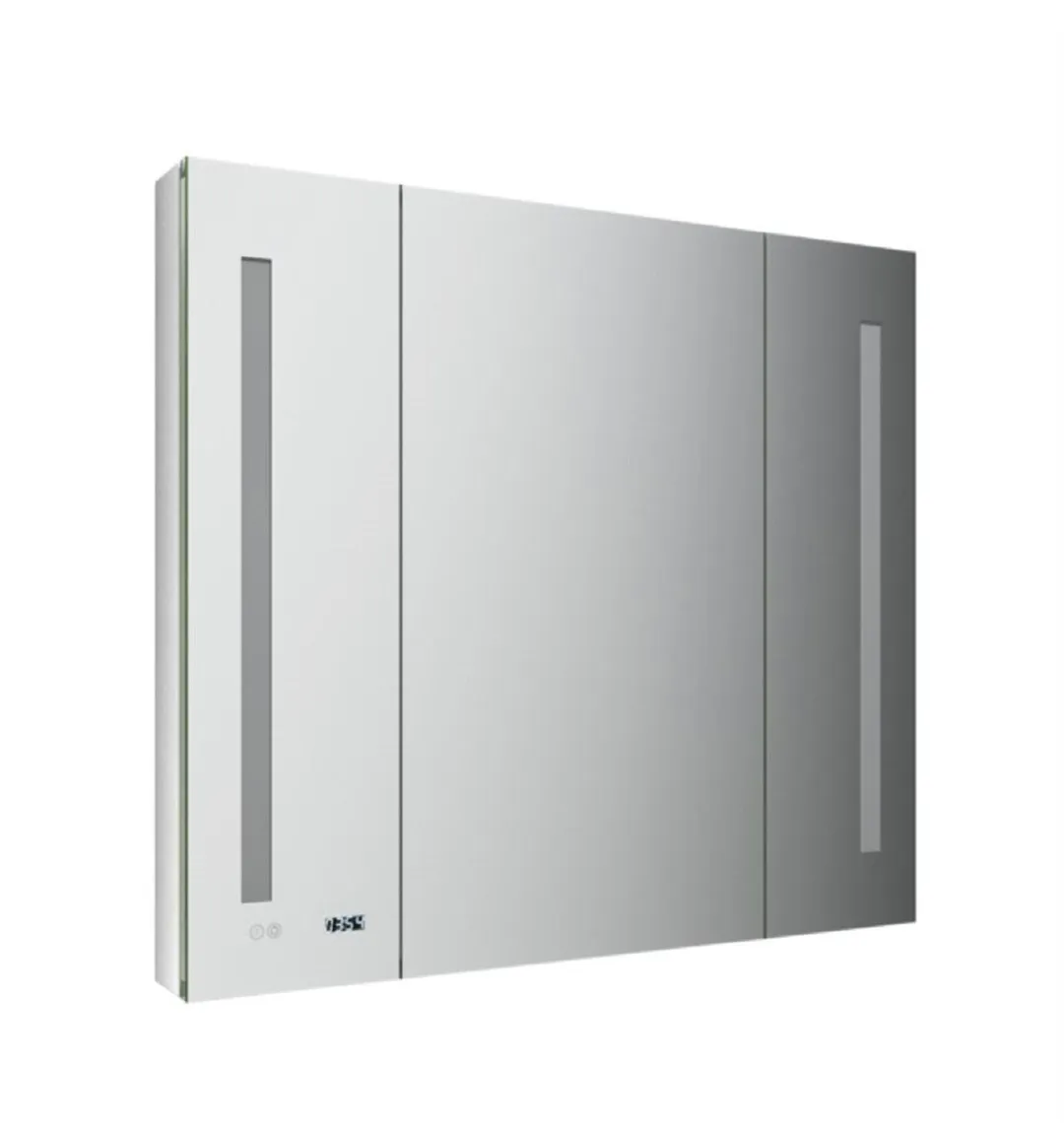 Fresca 40-in x 36-in Lighted LED Fog Free Surface/Recessed Mount LED Mirror Mirrored Soft Close Medicine Cabinet with Outlet, photo 7 of 7