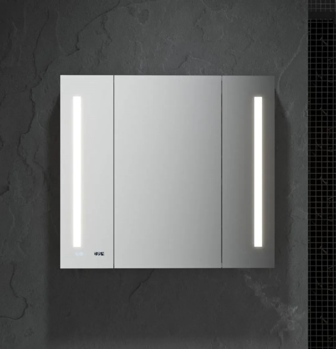 Fresca 40-in x 36-in Lighted LED Fog Free Surface/Recessed Mount LED Mirror Mirrored Soft Close Medicine Cabinet with Outlet, photo 3 of 7