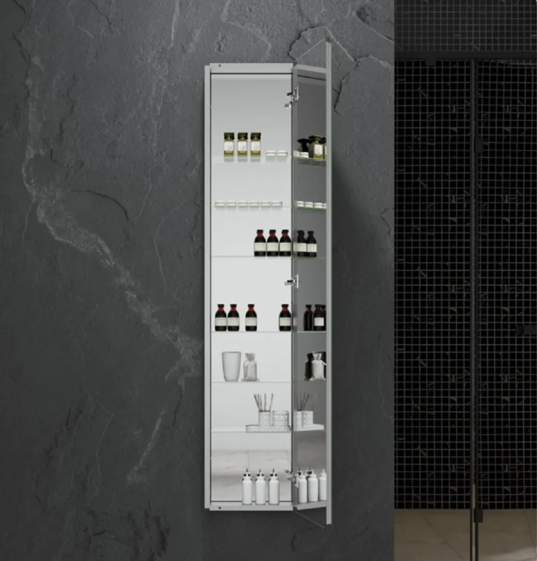 Fresca 15-in x 70-in Fog Free Surface/Recessed Mount Anodized Aluminum Mirrored Soft Close Medicine Cabinet, photo 3 of 6