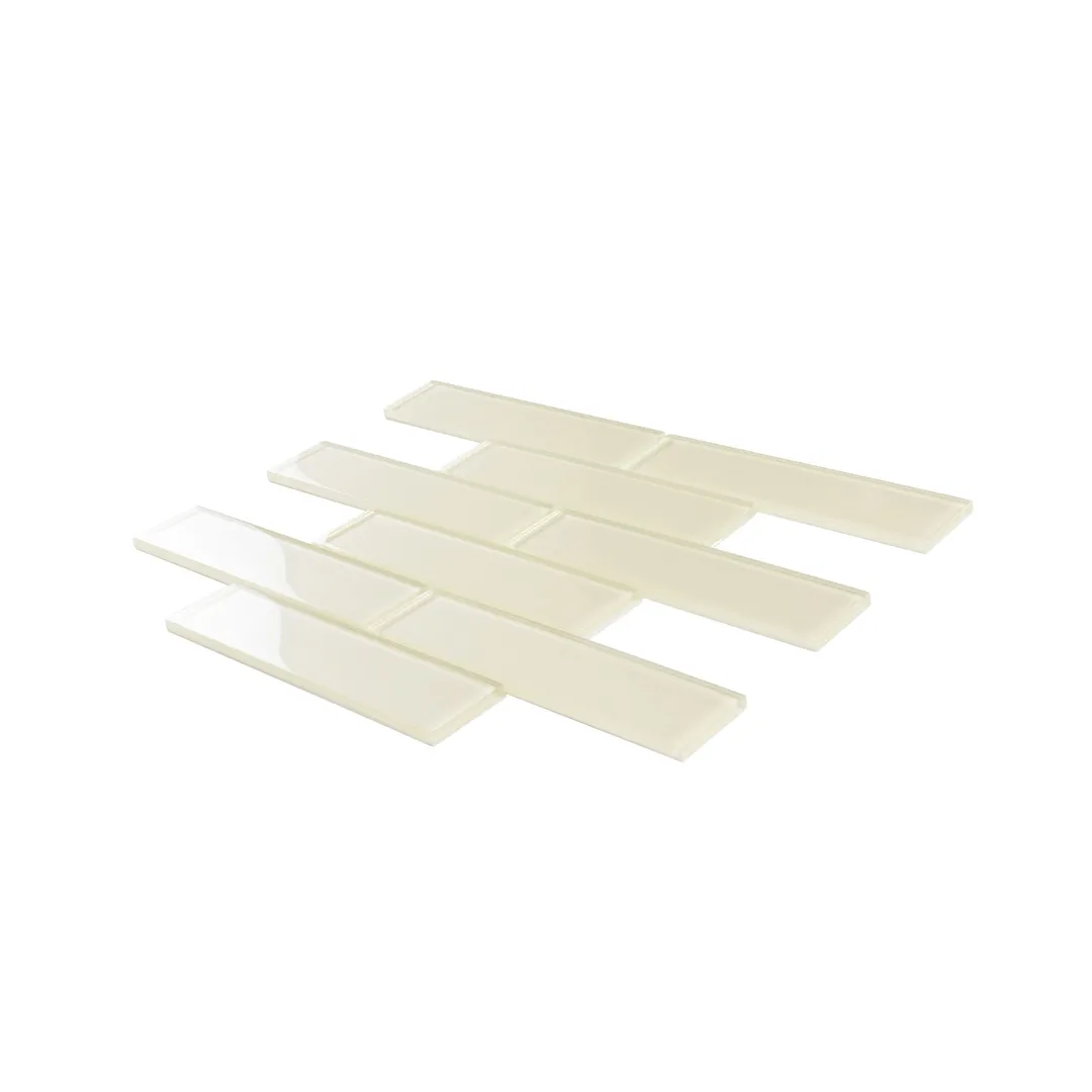 Apollo Tile (Sample) White 2-in x 8-in Glossy Glass Brick Subway Floor and Wall Tile, photo 9 of 11