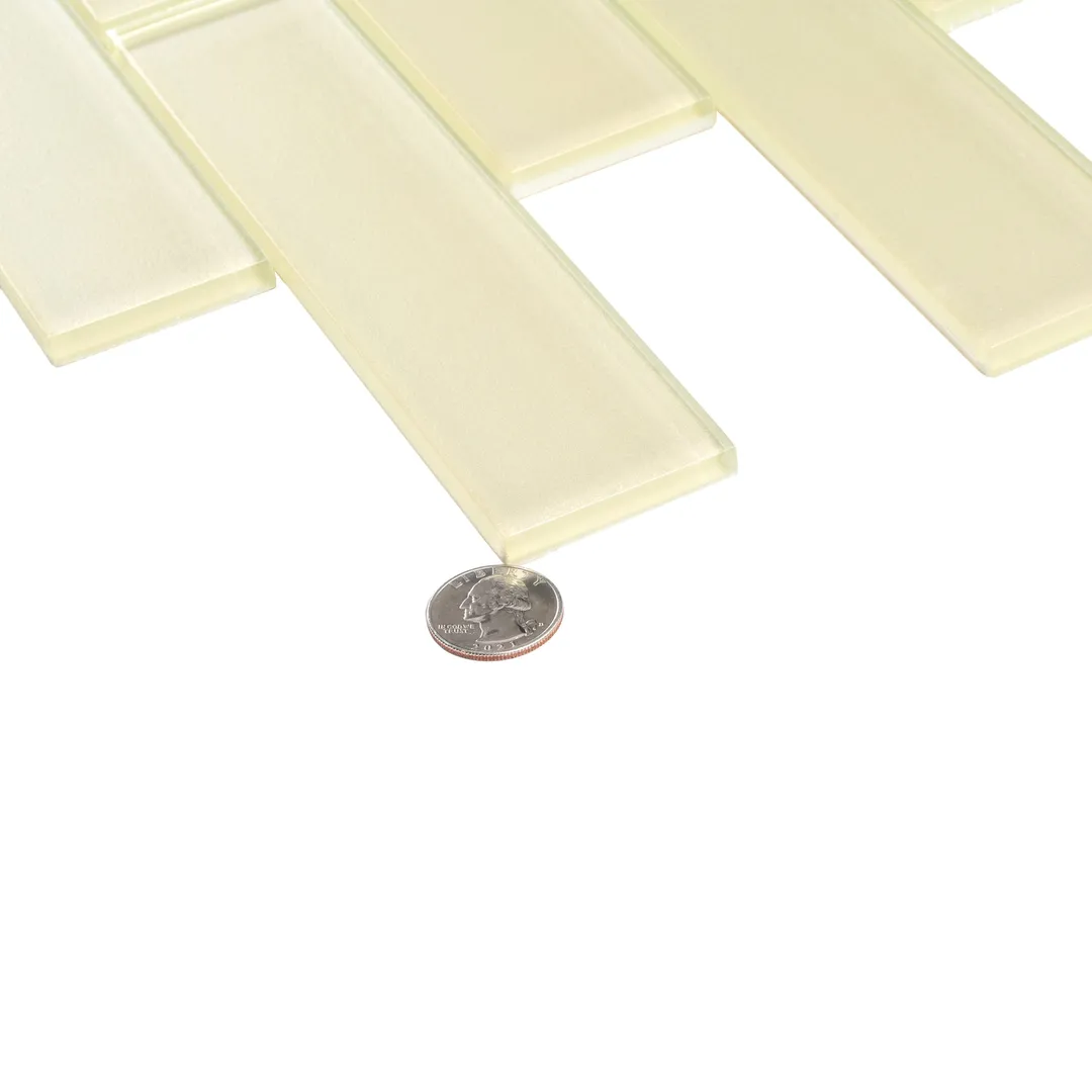 Apollo Tile (Sample) White 2-in x 8-in Glossy Glass Brick Subway Floor and Wall Tile, photo 5 of 11