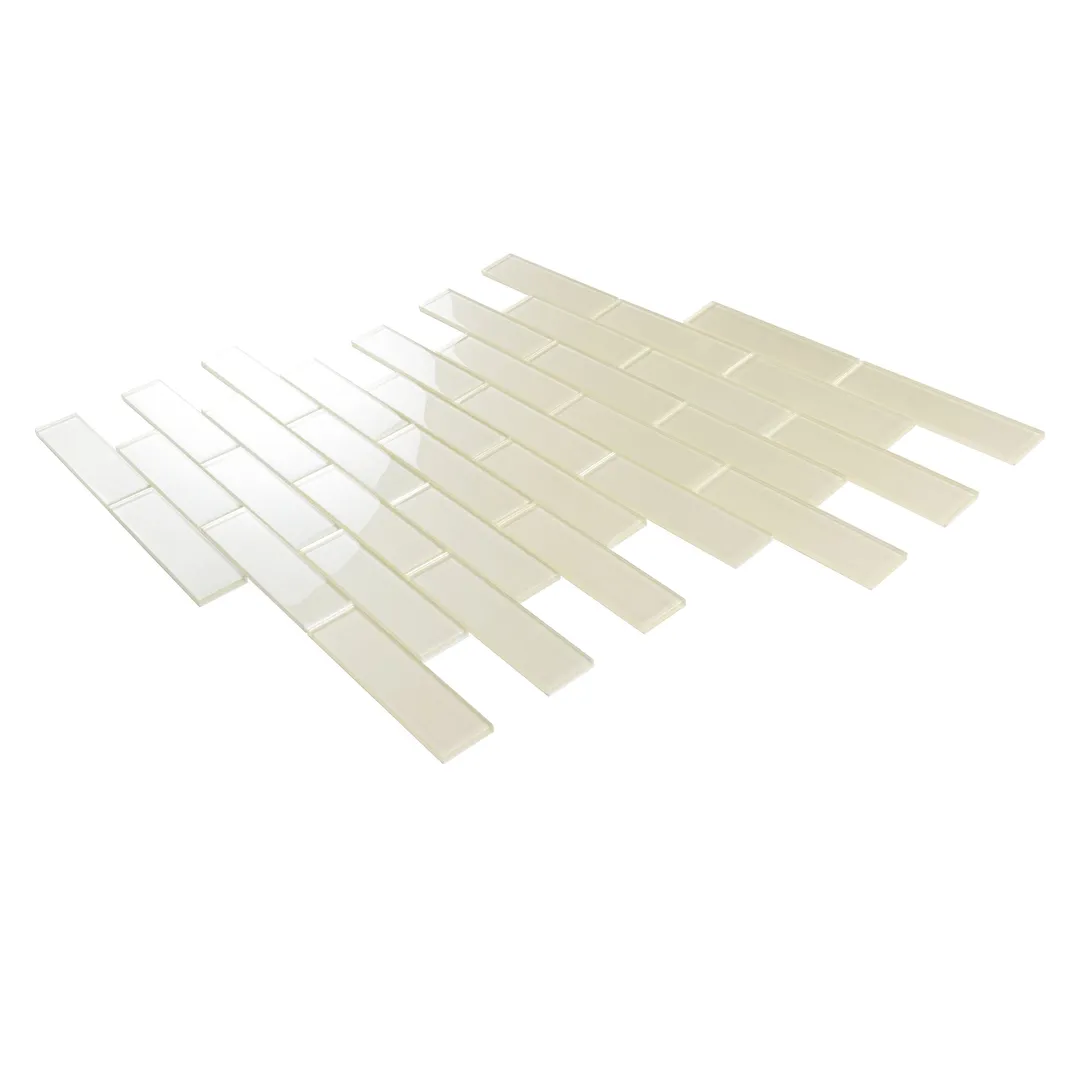 Apollo Tile (Sample) White 2-in x 8-in Glossy Glass Brick Subway Floor and Wall Tile, photo 7 of 11