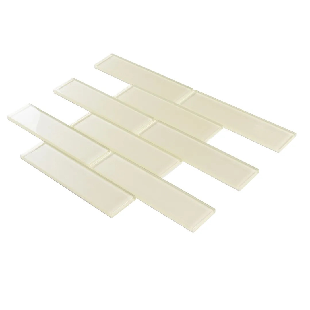Apollo Tile (Sample) White 2-in x 8-in Glossy Glass Brick Subway Floor and Wall Tile, photo 6 of 11