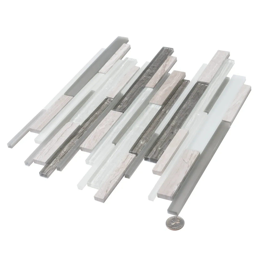 Apollo Tile (Sample) White, Gray 4-in x 4-in Polished Glass/Metal/Stone Marble Brick Look Floor and Wall Tile, photo 5 of 11