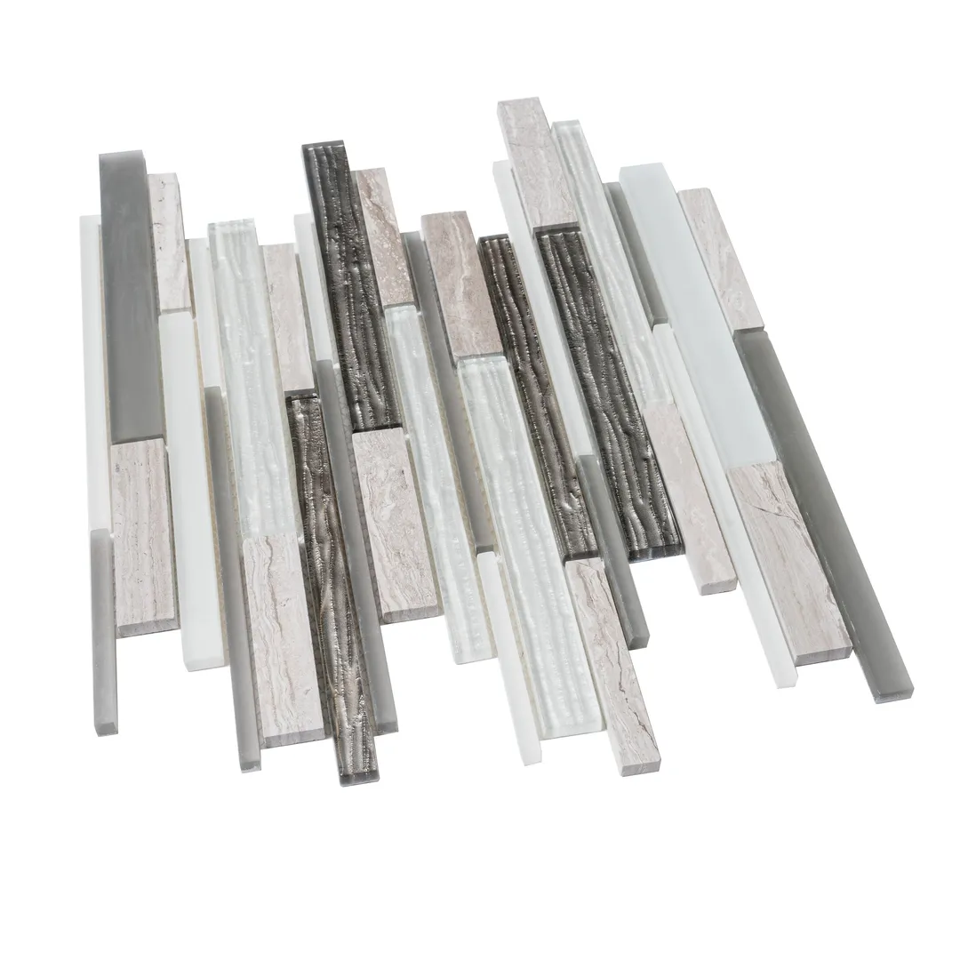 Apollo Tile (Sample) White, Gray 4-in x 4-in Polished Glass/Metal/Stone Marble Brick Look Floor and Wall Tile, photo 6 of 11