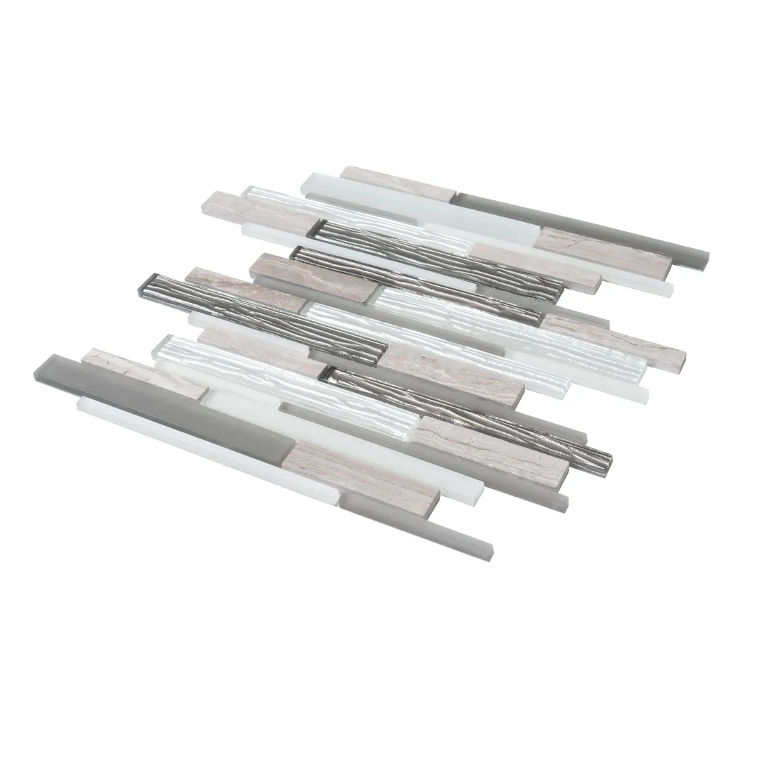 Apollo Tile (Sample) White, Gray 4-in x 4-in Polished Glass/Metal/Stone Marble Brick Look Floor and Wall Tile, photo 7 of 11