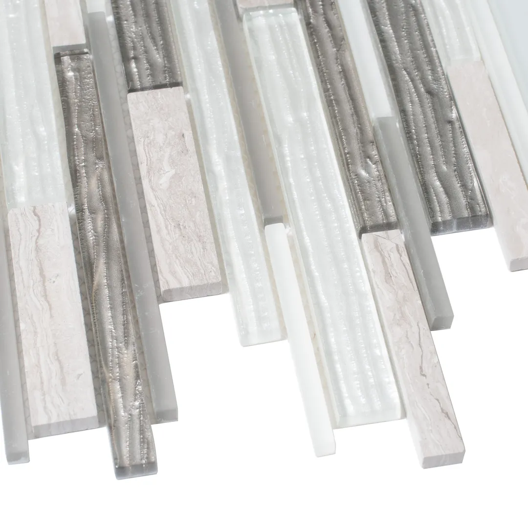 Apollo Tile (Sample) White, Gray 4-in x 4-in Polished Glass/Metal/Stone Marble Brick Look Floor and Wall Tile, photo 4 of 11