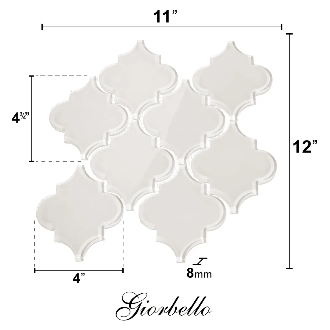 Giorbello Arabesque Mosaic Alabaster 4-in x 4-in Glossy Glass Wall Tile (7.89-sq. ft/ Carton), photo 6 of 7