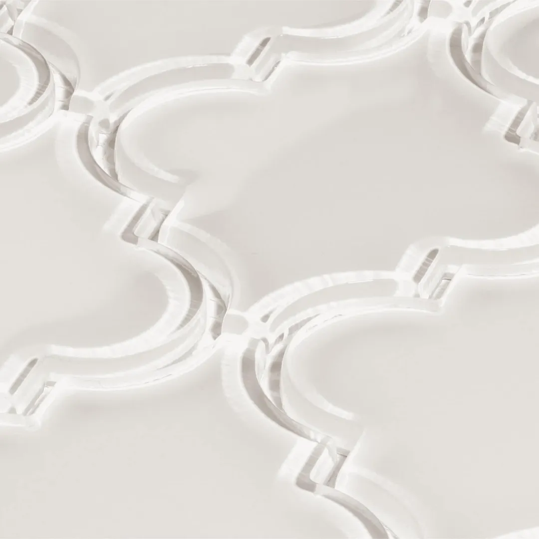 Giorbello (Sample) Glass Arabesque Tiles Alabaster 4-1/2-in x 4-1/2-in Glossy Glass Lantern Mosaic Wall Tile, photo 2 of 5