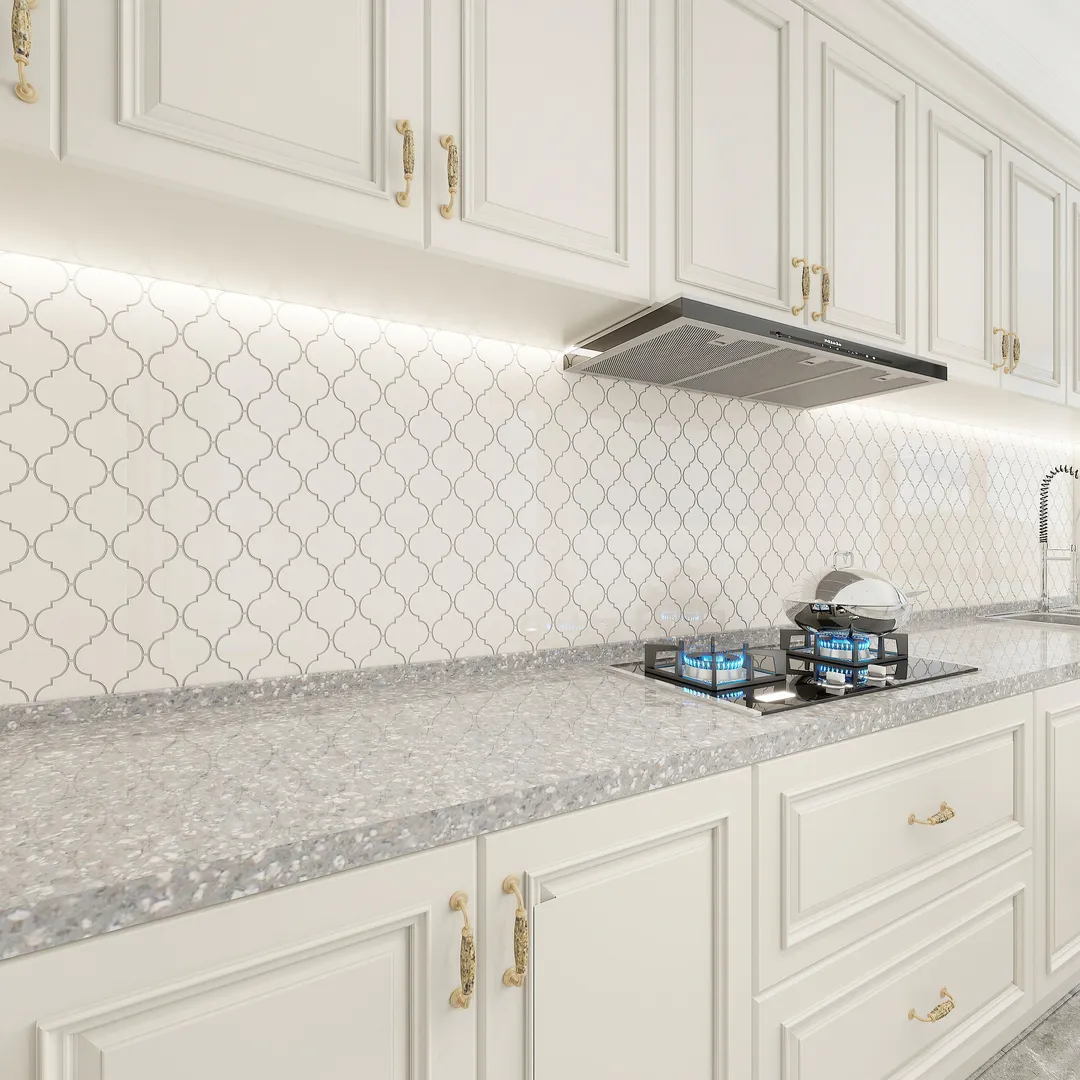 Giorbello Arabesque Mosaic Alabaster 4-in x 4-in Glossy Glass Wall Tile (7.89-sq. ft/ Carton), photo 3 of 7