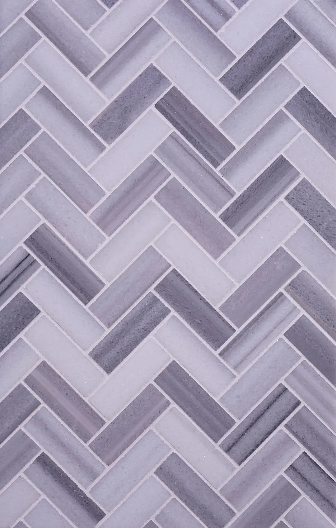 Apollo Tile (Sample) Gray 4-in x 4-in Polished Glass/Metal/Stone Marble Herringbone Floor and Wall Tile, photo 7 of 11