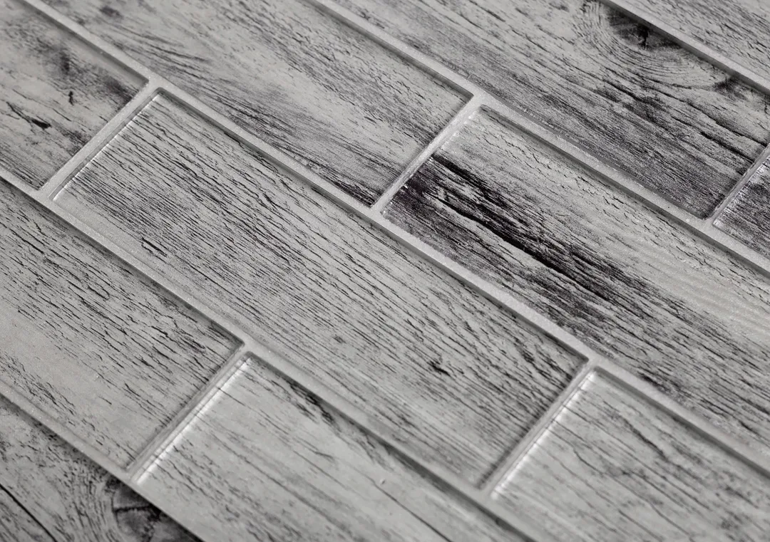Apollo Tile (Sample) Gray 4-in x 4-in Glossy Glass Brick Wood Look Floor and Wall Tile, photo 7 of 11