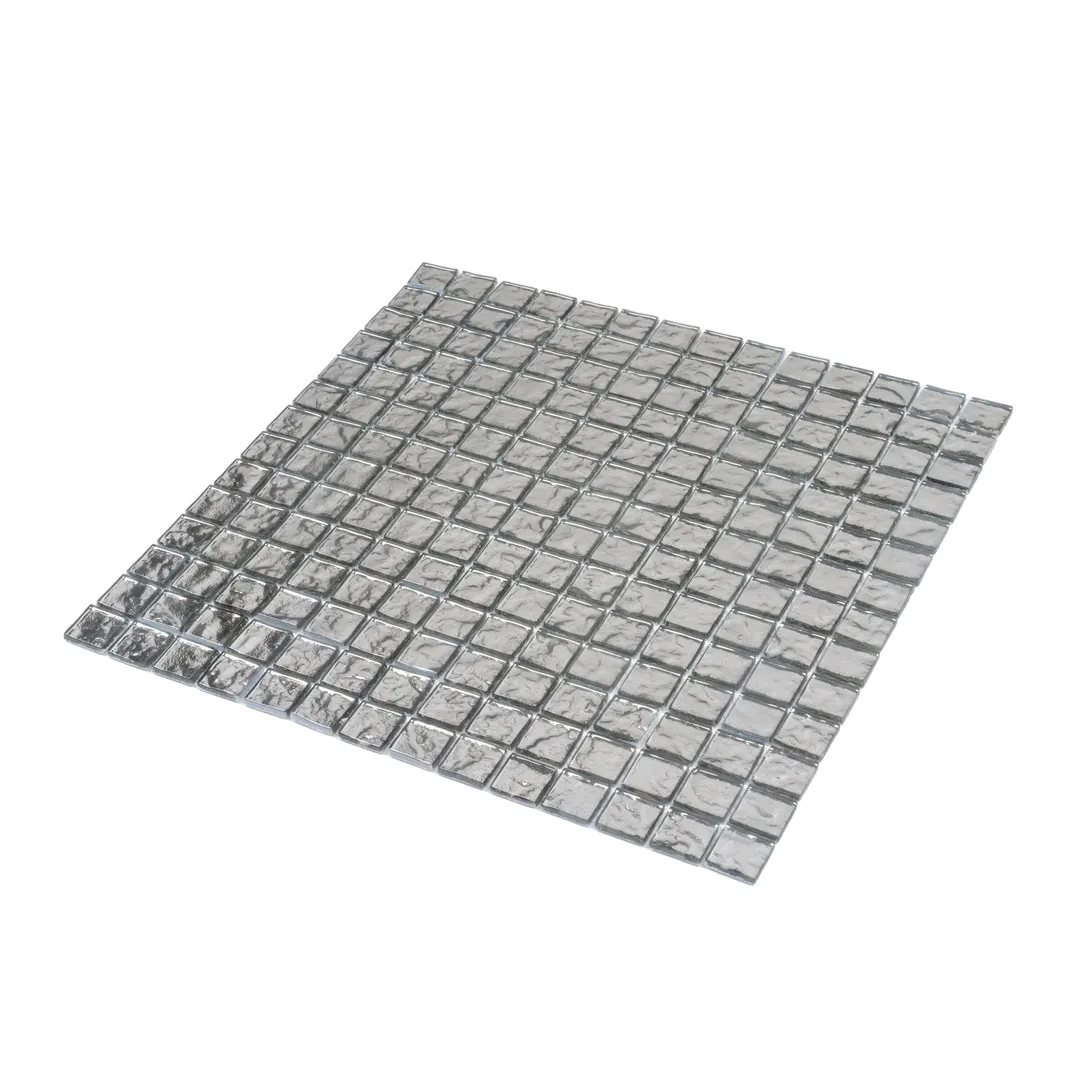 Apollo Tile (Sample) Elaina Silver 12-in x 12-in Polished Glass Uniform Squares Patterned Floor and Wall Tile, photo 4 of 9