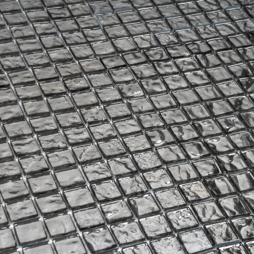 Apollo Tile (Sample) Elaina Silver 12-in x 12-in Polished Glass Uniform Squares Patterned Floor and Wall Tile, photo 8 of 9