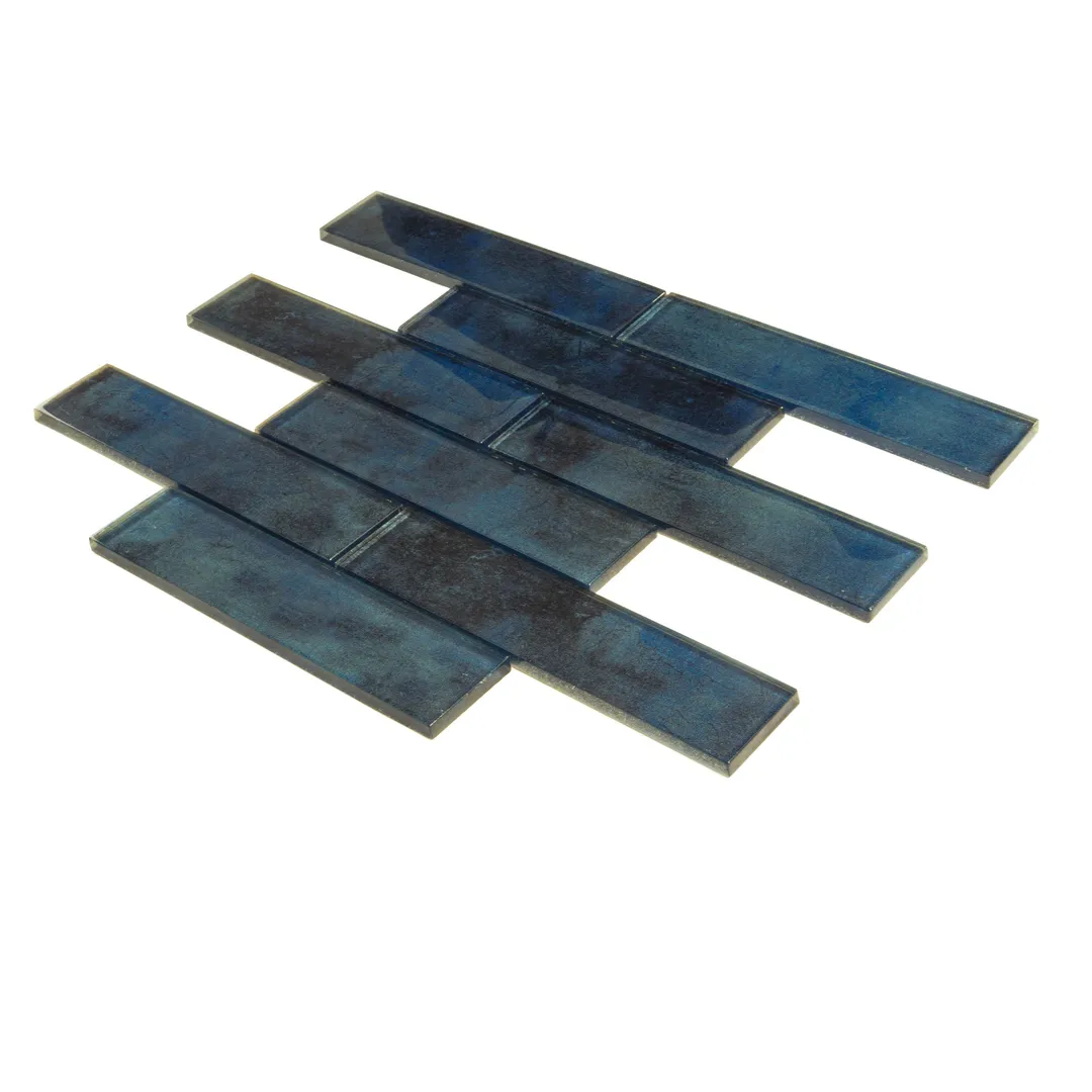 Apollo Tile (Sample) Cosmos Stone Blue 12-in x 12-in Glossy Glass Brick Mosaic Floor and Wall Tile, photo 5 of 9
