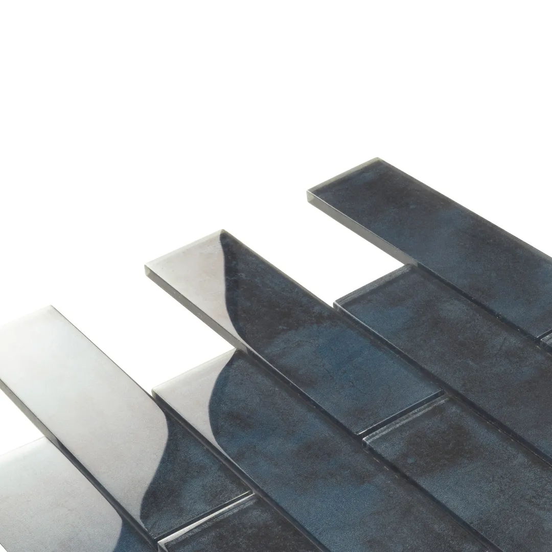 Apollo Tile (Sample) Cosmos Stone Blue 12-in x 12-in Glossy Glass Brick Mosaic Floor and Wall Tile, photo 6 of 9