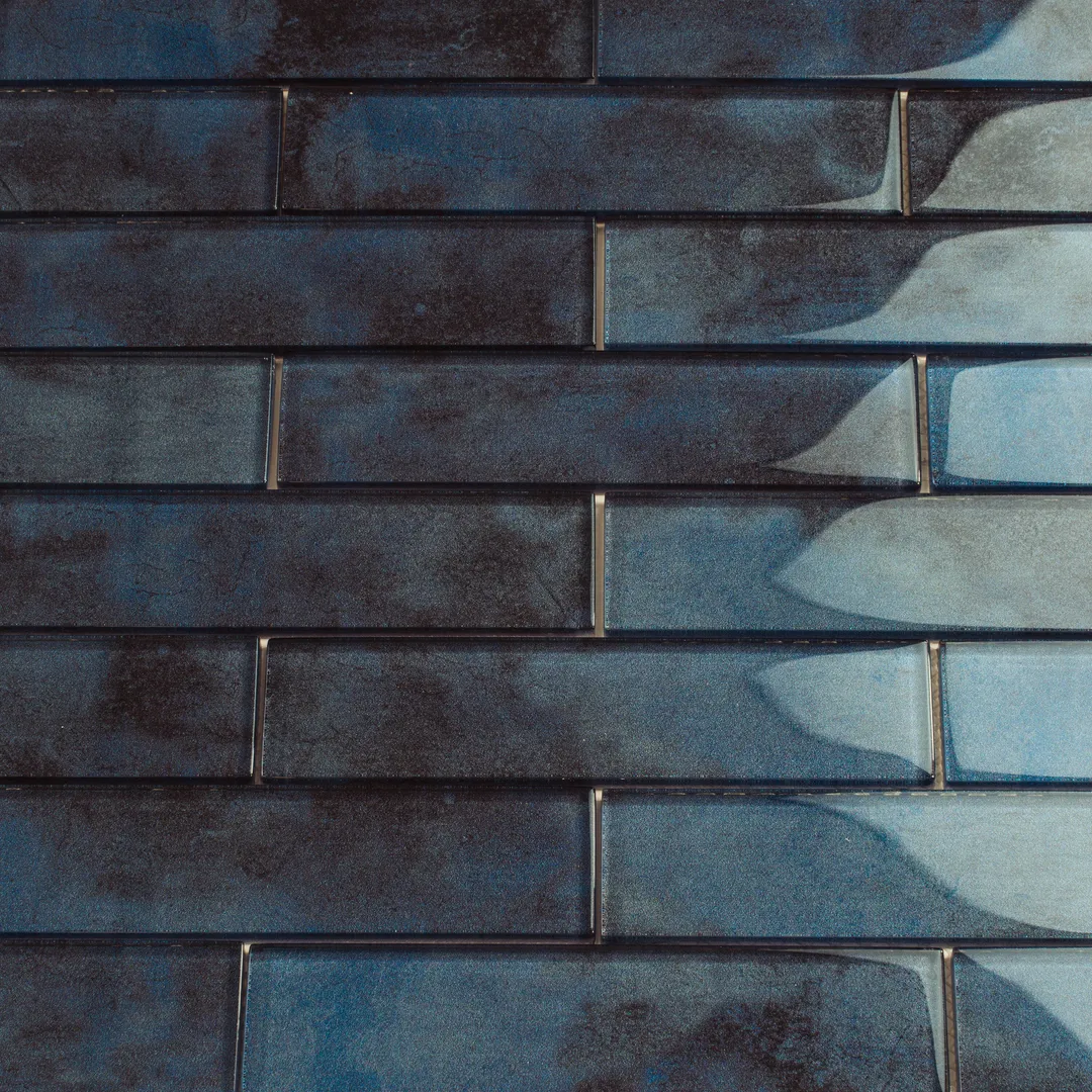 Apollo Tile (Sample) Cosmos Stone Blue 12-in x 12-in Glossy Glass Brick Mosaic Floor and Wall Tile, photo 2 of 9