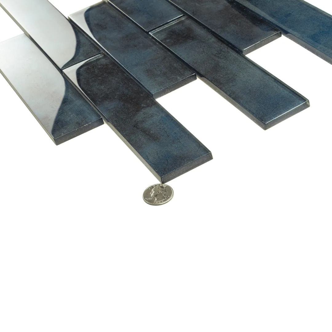Apollo Tile (Sample) Cosmos Stone Blue 12-in x 12-in Glossy Glass Brick Mosaic Floor and Wall Tile, photo 3 of 9