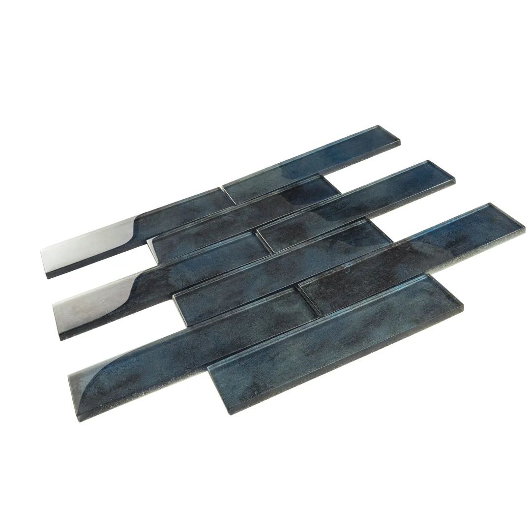 Apollo Tile (Sample) Cosmos Stone Blue 12-in x 12-in Glossy Glass Brick Mosaic Floor and Wall Tile, photo 7 of 9