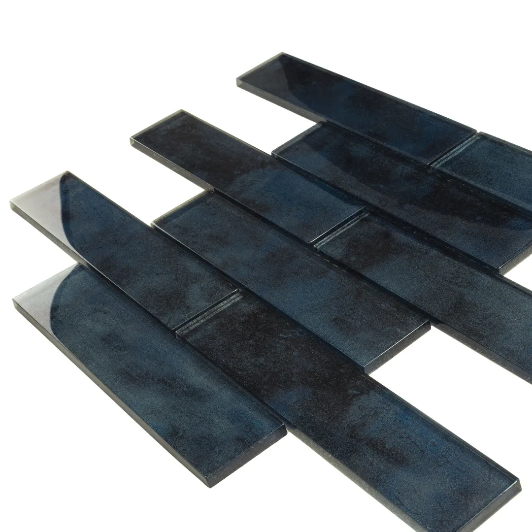Apollo Tile (Sample) Cosmos Stone Blue 12-in x 12-in Glossy Glass Brick Mosaic Floor and Wall Tile, photo 8 of 9