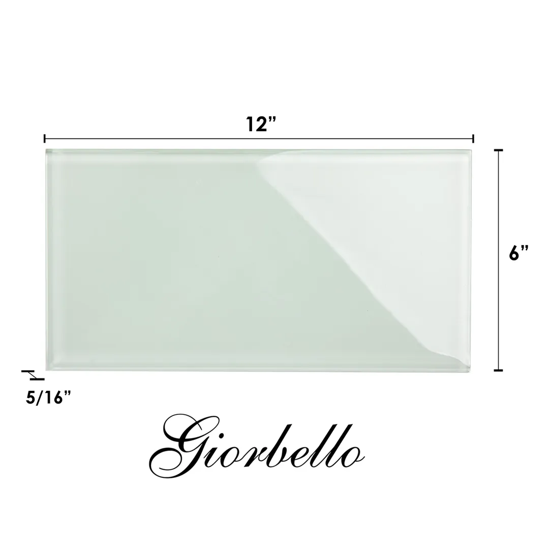 Giorbello (Sample) 6x12 glass subway tiles Winter Sage 6-in x 12-in Glossy Glass Brick Subway Wall Tile, photo 5 of 5