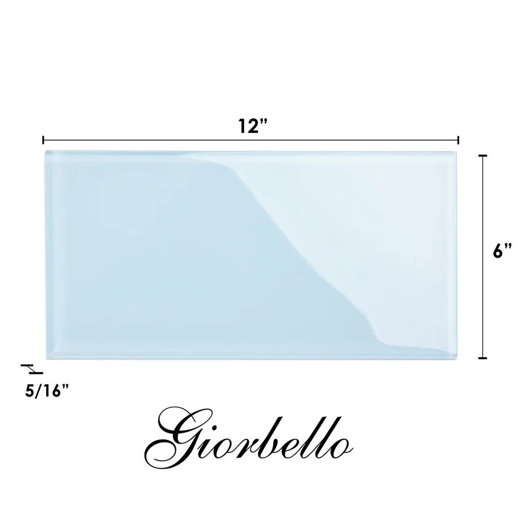 Giorbello (Sample) 6x12 glass subway tiles Morning Sky Blue 6-in x 12-in Glossy Glass Brick Subway Wall Tile, photo 5 of 5